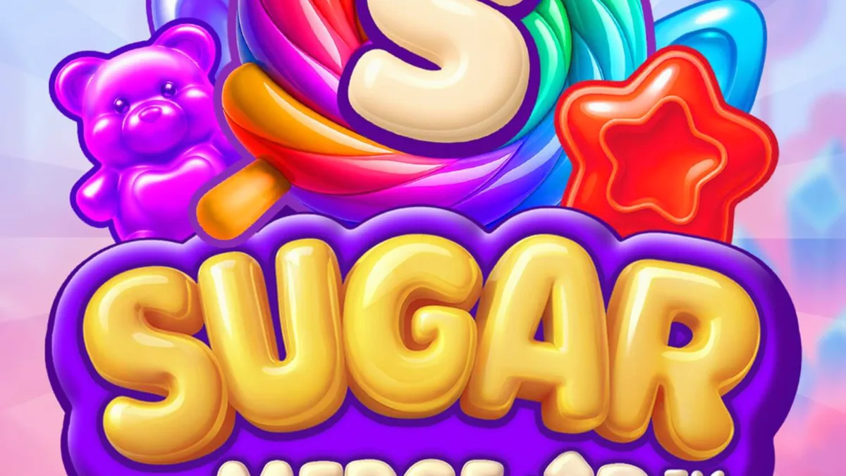 Tampilan visual ceria dari slot Sugar Merge Up dengan simbol permen dan beruang gummy.